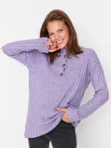 Trendyol Ribbed Mock Collar Pullover