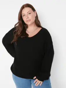 Trendyol Plus Size Ribbed Acrylic Pullover