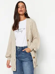 Trendyol Cable Knit Acrylic Longline Cardigan Sweater