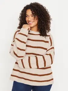 Trendyol Plus Size Striped Acrylic Pullover