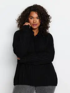 Trendyol Striped Front Open Sweater