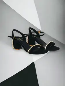 CHINI C Embellished Block Heels With Backstrap