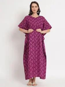 Aujjessa Floral Printed Flared Sleeve Maternity Kaftan Maxi Dress