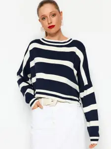 Trendyol Striped Boat Neck Acrylic Pullover