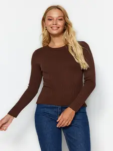 Trendyol Ribbed Round Neck Long Sleeve Pullover Sweaters