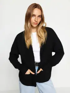 Trendyol Ribbed Front Open Sweater