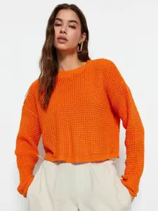 Trendyol Cable Knit Ribbed Cropped Acrylic Pullover