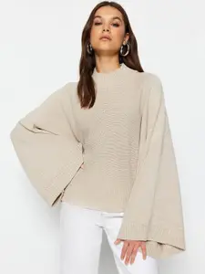 Trendyol Ribbed Flared Sleeves Mock Collar Acrylic Pullover Sweater
