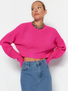 Trendyol Round Neck Crop Acrylic Pullover Sweater