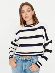 Trendyol Striped Crop Acrylic Pullover Sweater
