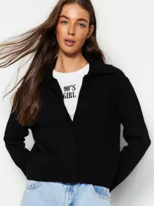 Trendyol Above The Keyboard Collar Ribbed Front-Open Sweater