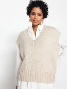 Trendyol Ribbed V-Neck Sleeveless Pullover Sweater