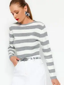 Trendyol Striped Acrylic Crop Pullover Sweaters