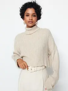 Trendyol Turtle Neck Ribbed Acrylic Crop Pullover