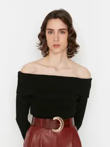 Trendyol Off Shoulder Ribbed Acrylic Pullover