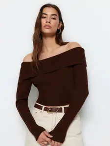 Trendyol Off Shoulder Acrylic Crop Pullover