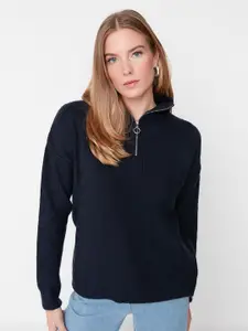 Trendyol Ribbed Acrylic Mock Collar Pullover Sweaters
