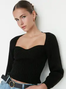 Trendyol Ribbed Sweetheart Neck Pullover