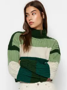 Trendyol Striped Turtle Neck Crop Pullover