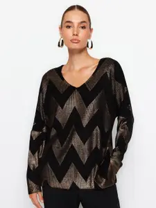 Trendyol Chevron Printed Acrylic Pullover
