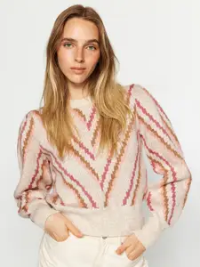 Trendyol Geometric Printed Pullover Sweater