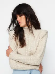 Trendyol Self Design Cable Knit Pullover Sweater