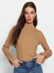 Trendyol Mock Collar Ribbed Pullover Acrylic Sweater