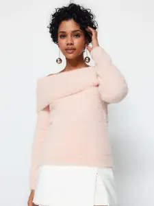 Trendyol Off Shoulder Fuzzy Pullover