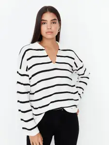 Trendyol Striped Shirt Collar Acrylic Pullover Sweater