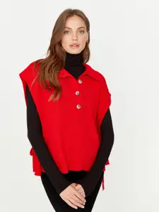 Trendyol Ribbed Shirt Collar Sleeveless Acrylic Sweater Vest