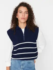 Trendyol Striped Spread Collar Sweater Vest