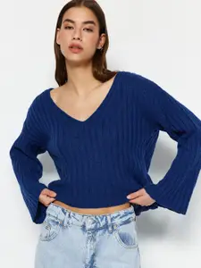 Trendyol Ribbed V-Neck Woollen Pullover