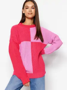 Trendyol Colourblocked Round Neck Drop Shoulder Sleeves Pullover Sweaters