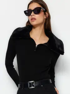 Trendyol Ribbed Acrylic Half Zipper Pullover