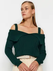 Trendyol Off Shoulder Acrylic Cable Knit Pullover