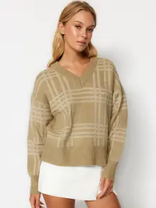 Trendyol Checked Acrylic Pullover Sweaters