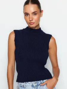 Trendyol Ribbed Acrylic Mock Collar Sweater Vest