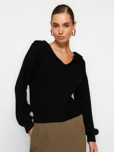 Trendyol V-Neck Ribbed Pure Acrylic Pullover Sweaters