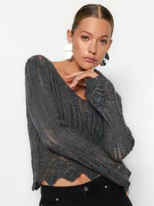 Trendyol Open Knit V-Neck Pullover