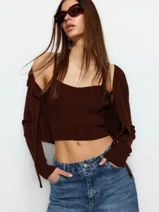 Trendyol Ribbed Front-Open Sweaters