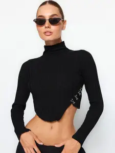 Trendyol Ribbed Crop Pullover Sweater