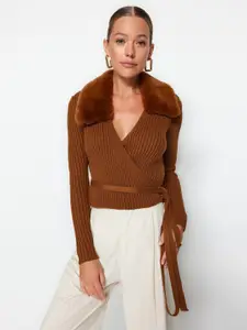 Trendyol Tie Up Ribbed Acrylic Pullover