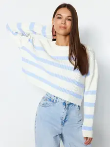 Trendyol Striped Crop Acrylic Pullover