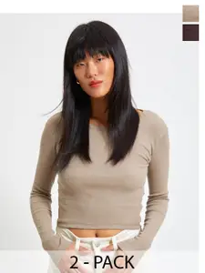 Trendyol Pack Of 2 Long Sleeves Crop Top