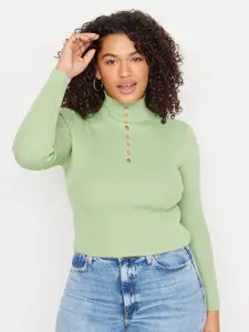 Trendyol High Neck Long Sleeve Fitted Top