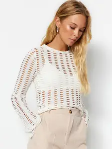 Trendyol Self Design Round Neck Regular Top