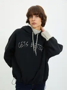 Trendyol Typography Printed Hooded Pullover