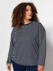 Trendyol Striped Pure Cotton Pullover Sweatshirt