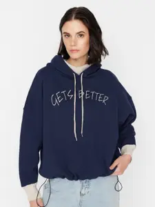 Trendyol Typography Printed Hooded Sweatshirt