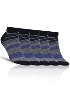 Dollar Socks Men Pack Of 5 Assorted Striped Cotton Ankle-Length Socks